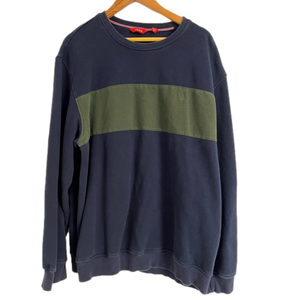 Men’s Izod Navy and Green Striped Sweatshirt Size XL